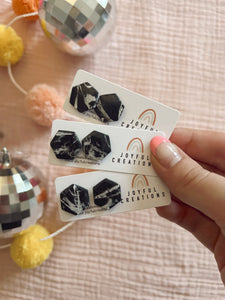Kylie Studs in Black Marble
