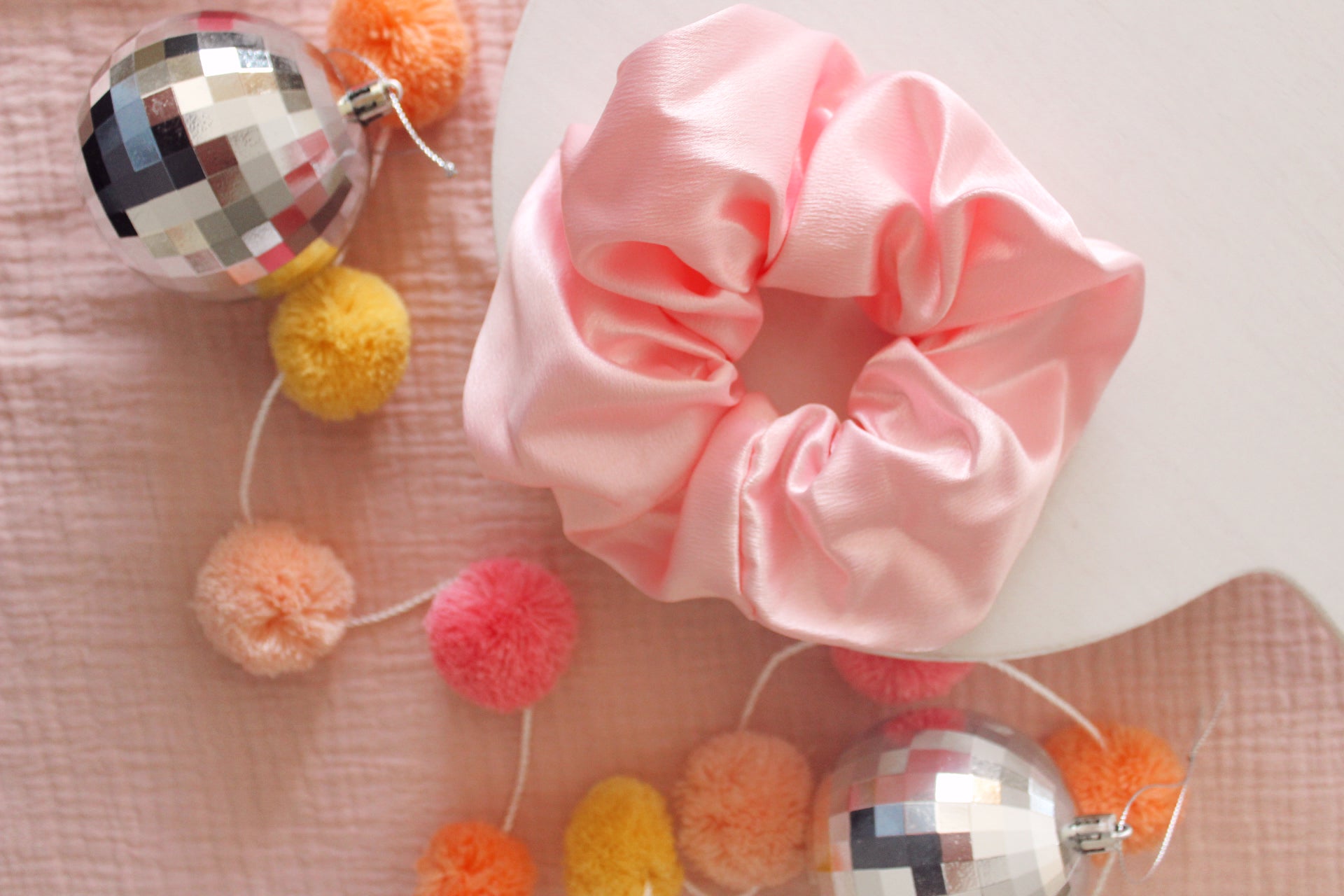 Pink Satin Oversized Scrunchie