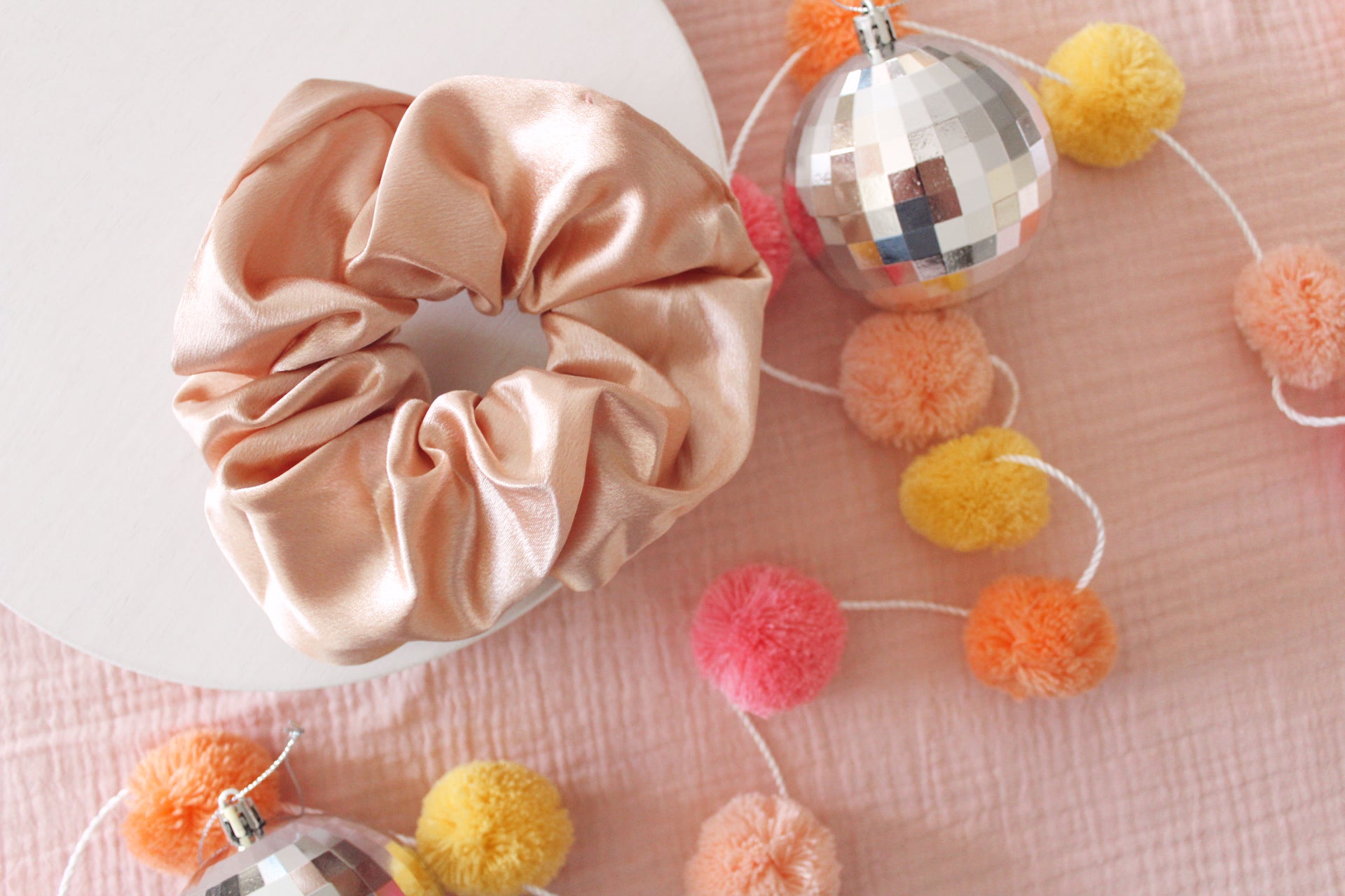 Champagne Satin Oversized Scrunchie